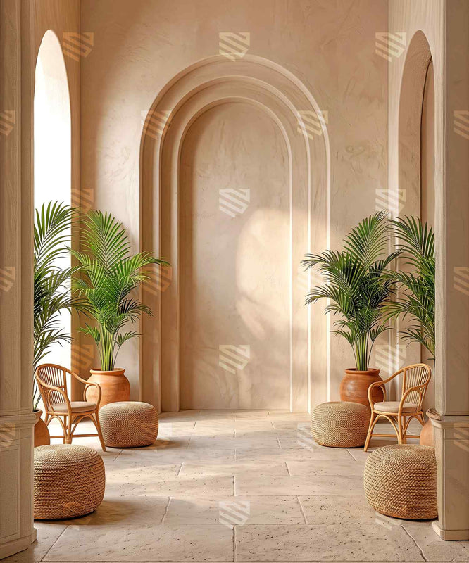 Mediterranean Villa Retreat Photography Backdrop for Studio Shoots