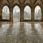 Misty Gothic Cloister Courtyard Backdrop
