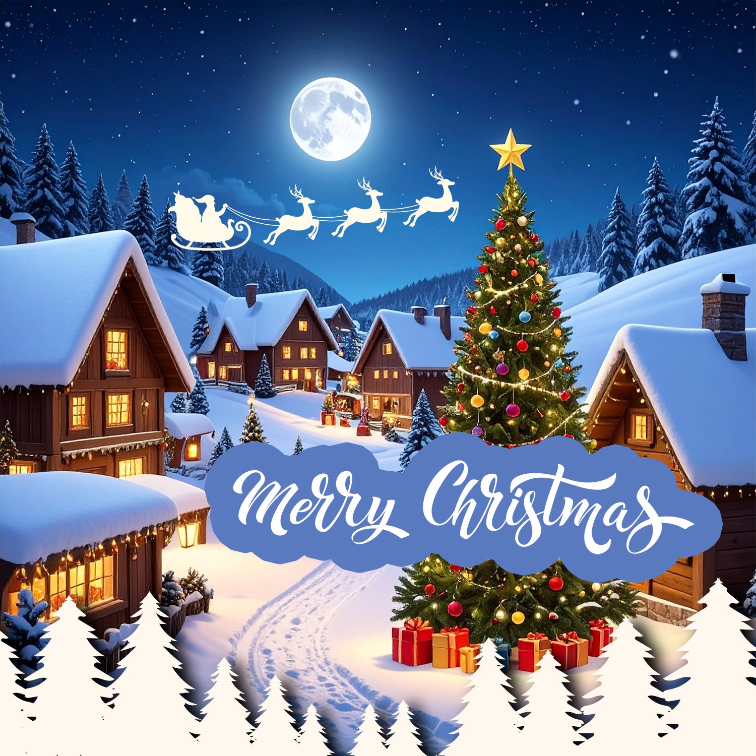 Moonlit Christmas Village