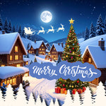 Moonlit Christmas Village Backdrop