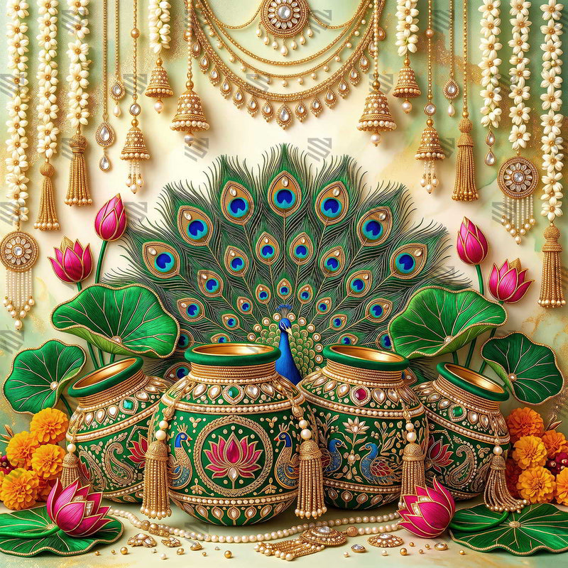 Morpankh Kalasham Krishna Janmashtami Decoration Backdrop
