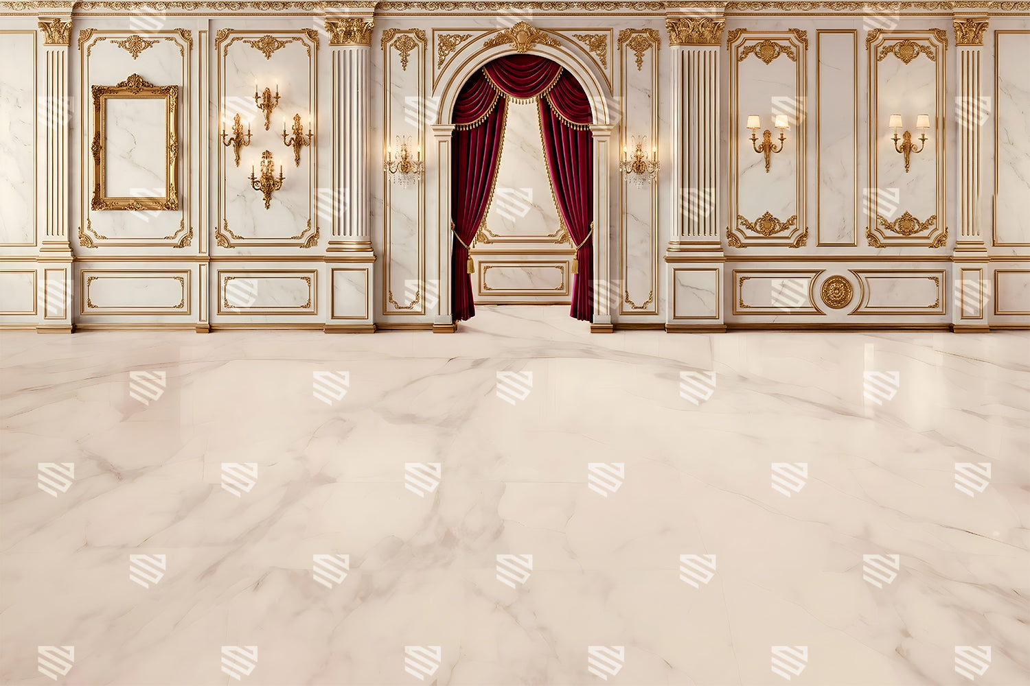 Opulent Marble Royal Chamber Backdrop