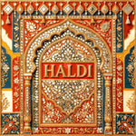 Ornate Golden Haldi Palace Decoration Backdrop