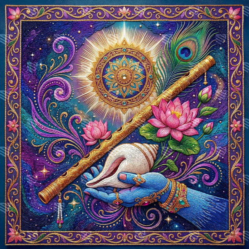 Panchajanya Divya Naad Spiritual Janmashtami Decoration Backdrop