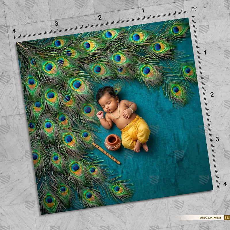 Peacock Feather Cascade Newborn Baby Photography Backdrop
