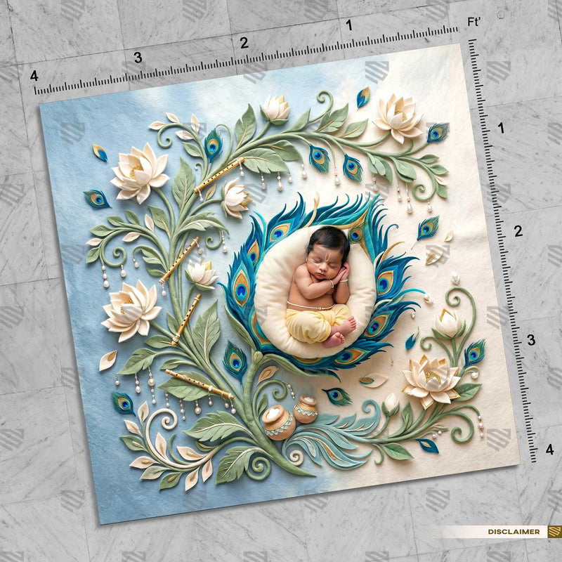 Peacock Feather Cradle Newborn Baby Photography Backdrop