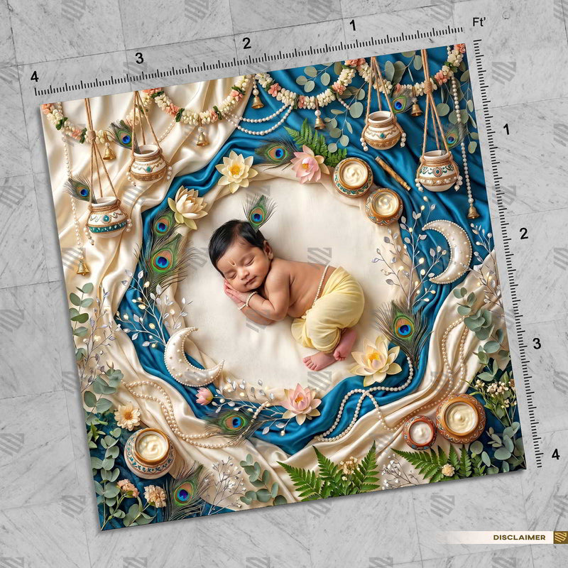 Peacock Silk Harmony Newborn Baby Photography Backdrop