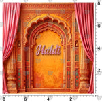 Pink wedding backdrop for Haldi ceremony photoshoot