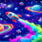 Rainbow Rocket Adventure Backdrop