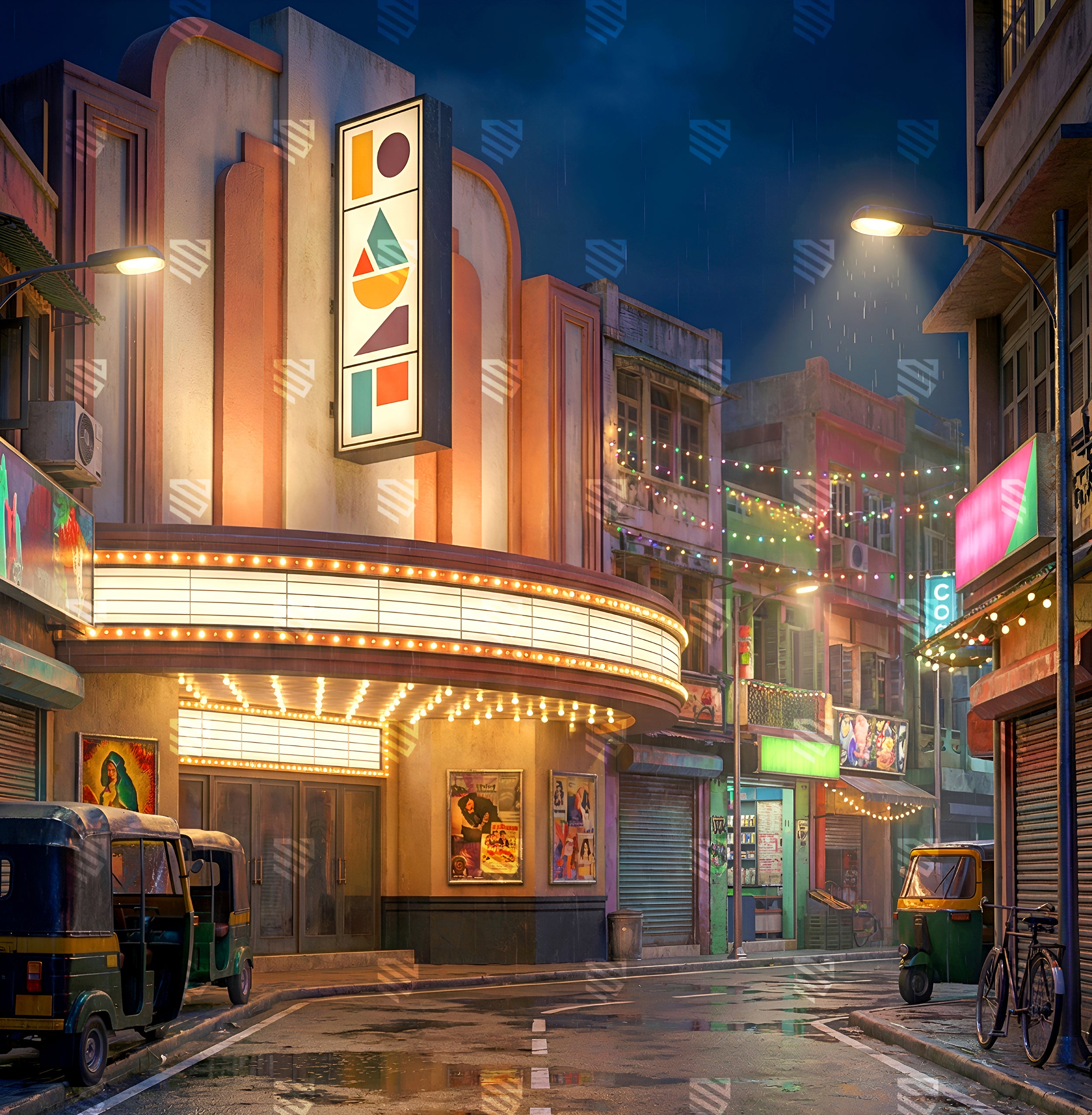 Rainy cinema Street