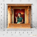Red open frame photography background for creative studios