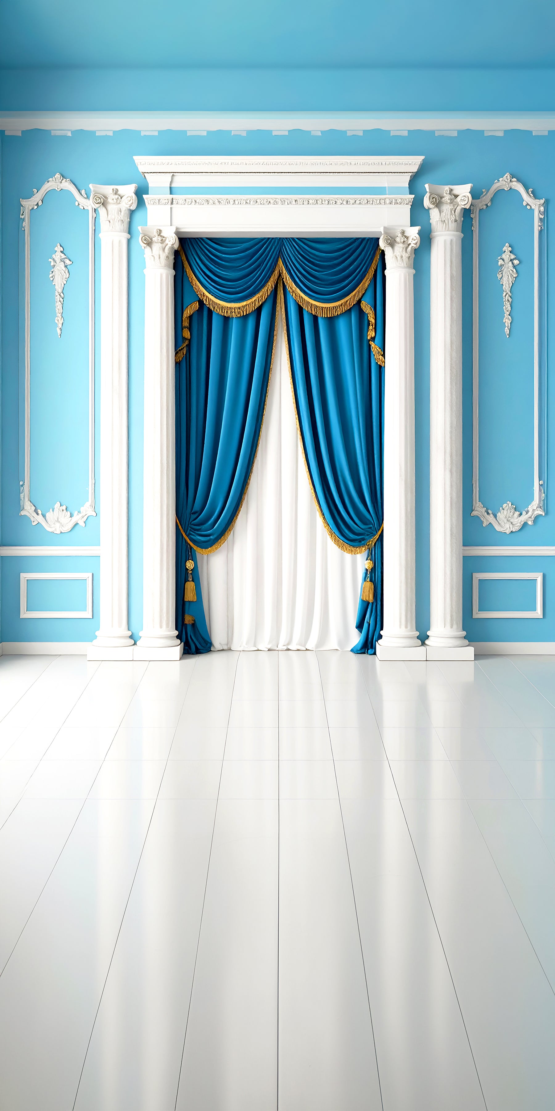 Royal Blue Elegance – A Neoclassical Grandeur
