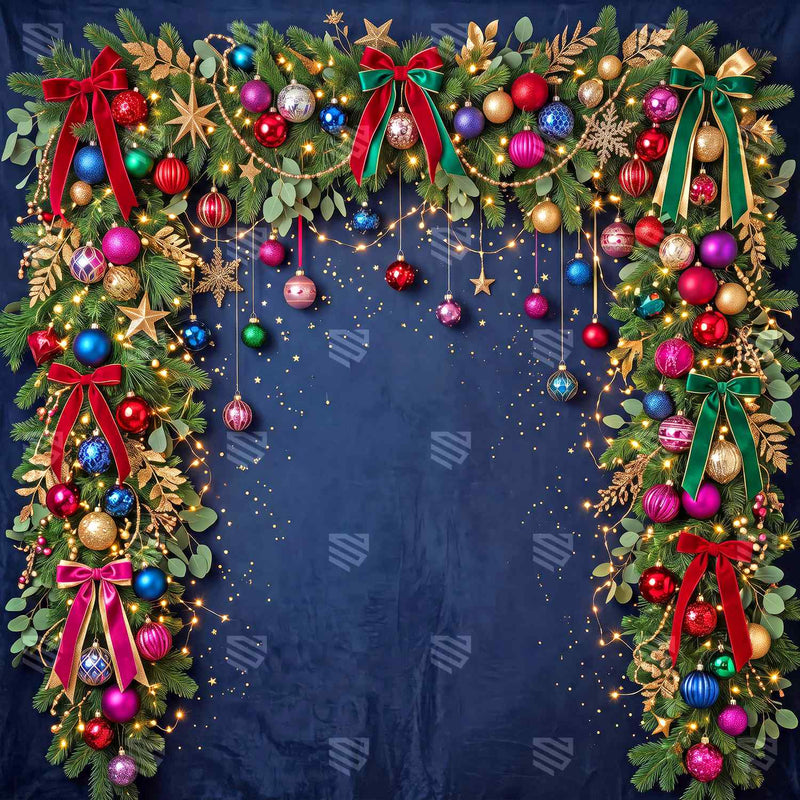 Royal Evergreen Christmas Celebration Christmas Photography Backdrop