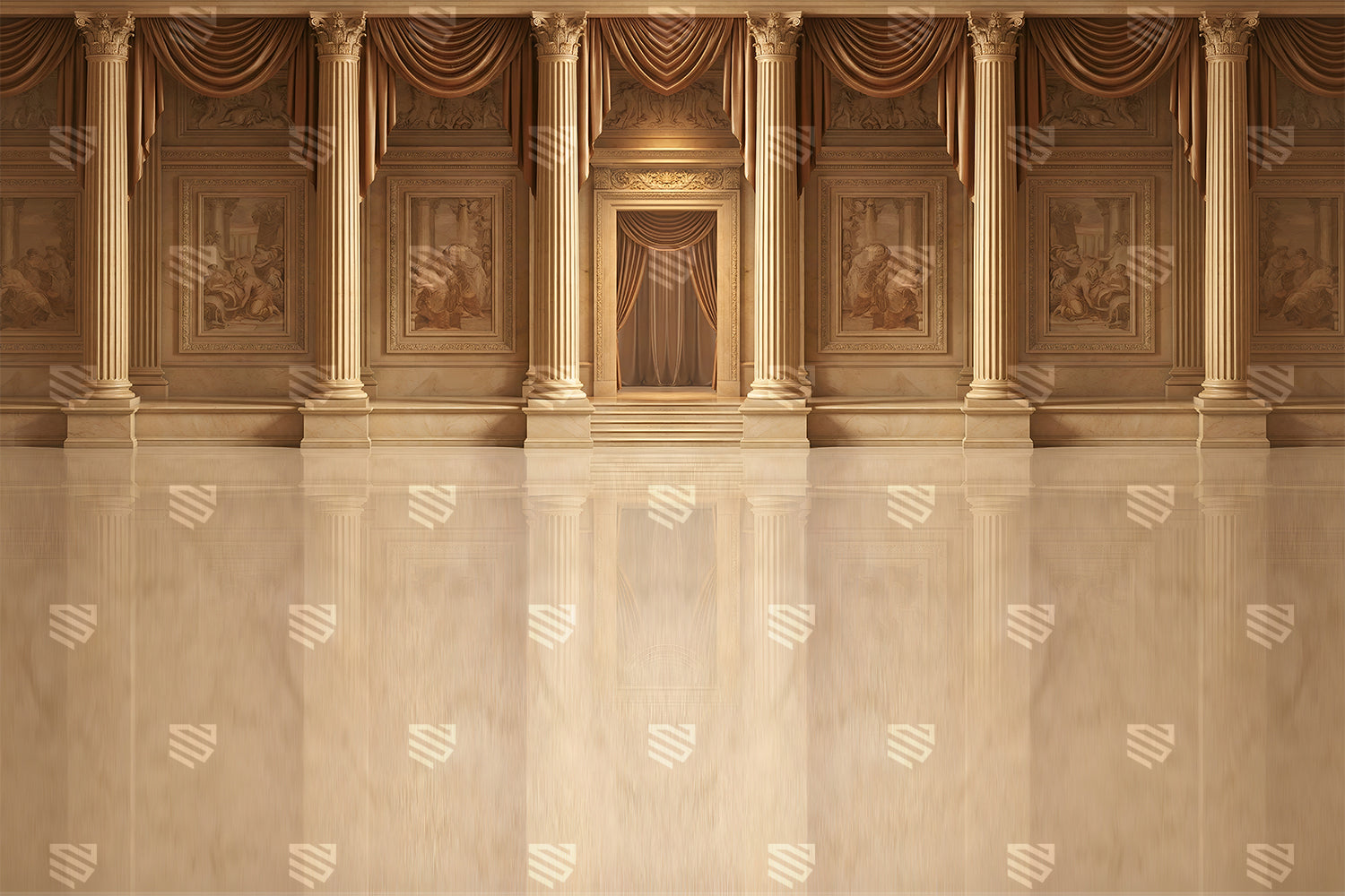 Royal Golden Draped Hall Backdrop