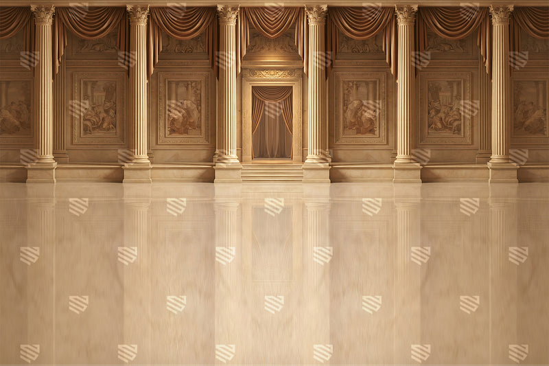 Royal Golden Draped Hall Backdrop