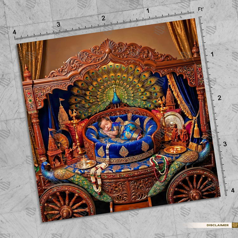 Royal Peacock Palace Newborn Baby Krishna Janmashtami Backdrop