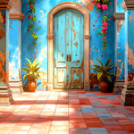 Blue Courtyard Backdrop