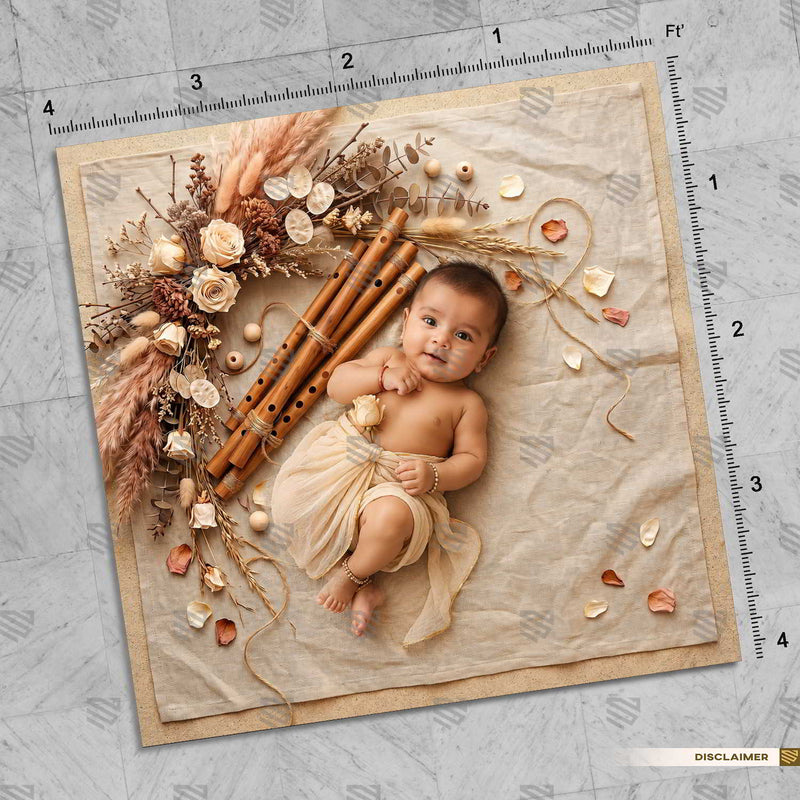 Rustic Flute Arrangement Newborn Baby Photography Backdrop