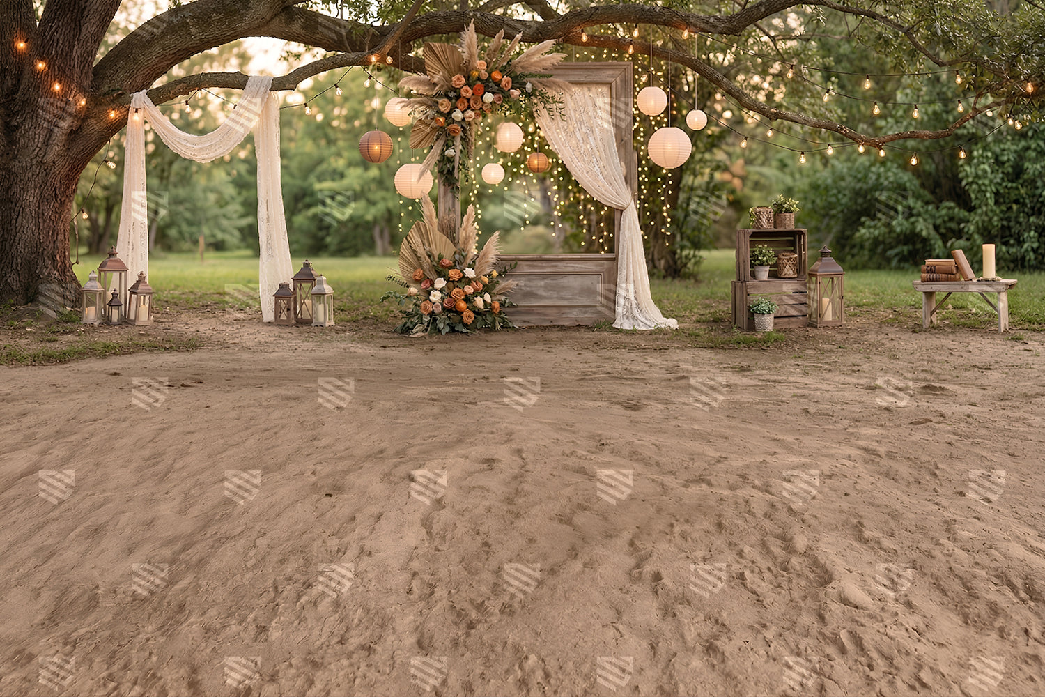 Rustic Garden Arch Setup Backdrop