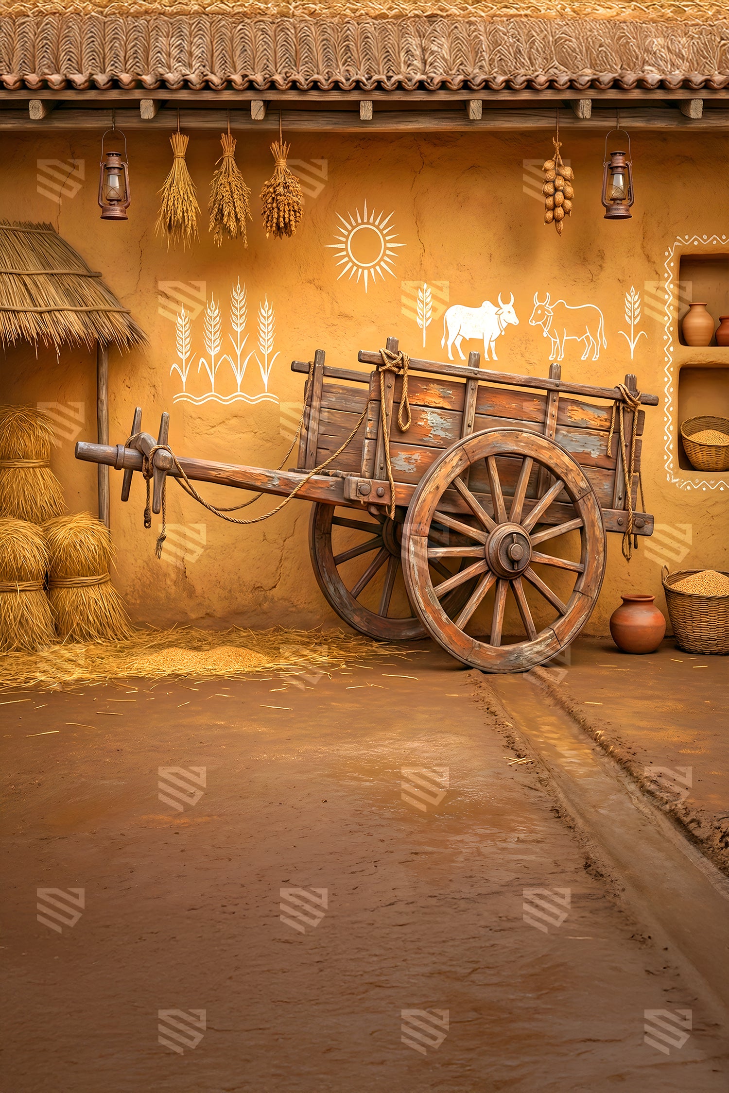 Rustic Village Cart - Maternity Backdrop