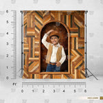 Wood-style open frame background for creative photoshoots