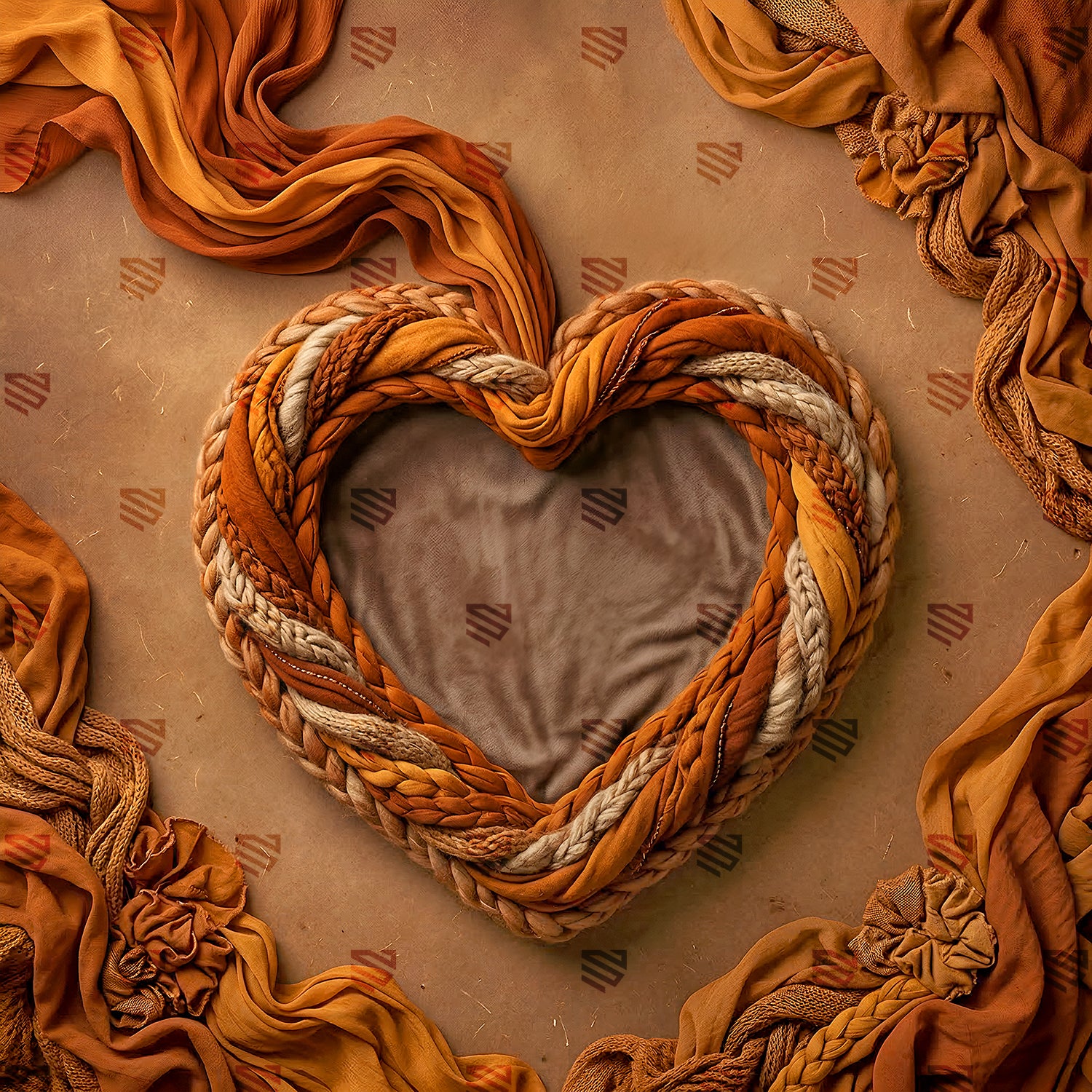 Rustic Woven Heart Haven - Newborn photography backdrop