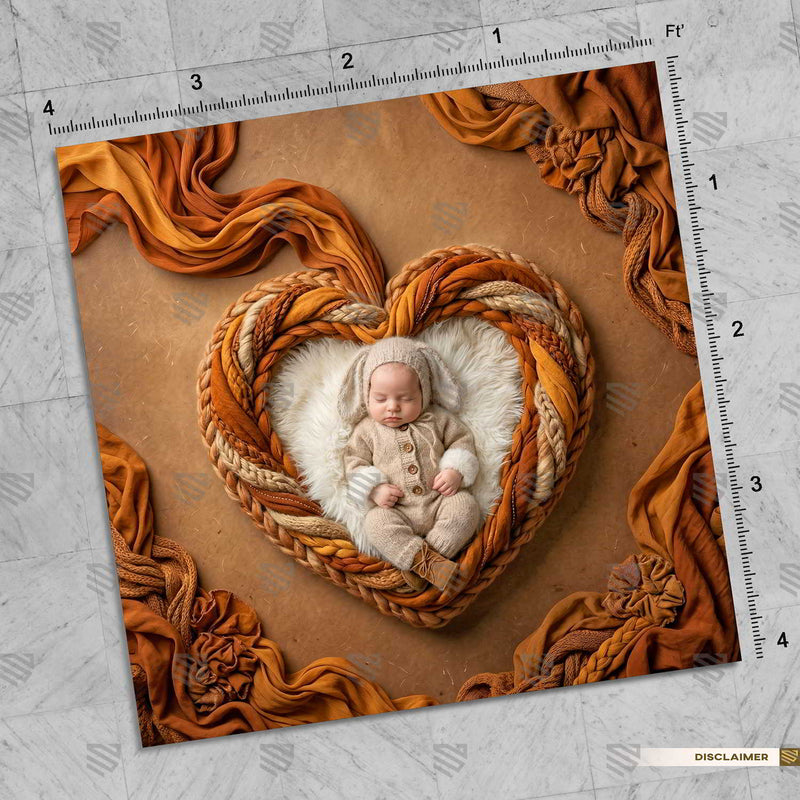 Rustic Woven Heart Haven - Newborn photography Backdrop