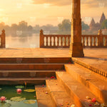 Sacred Temple Ghat Sunrise