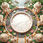 Baby Krishna Temple Reflection Backdrop