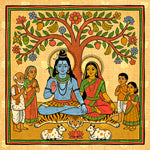 Sacred Shiva Parvati Folk Scene Backdrop