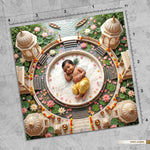 Sacred Temple Reflection Newborn Baby Krishna Janmashtami Backdrop
