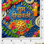 Colorful Deepavali backdrop with flowers and diyas