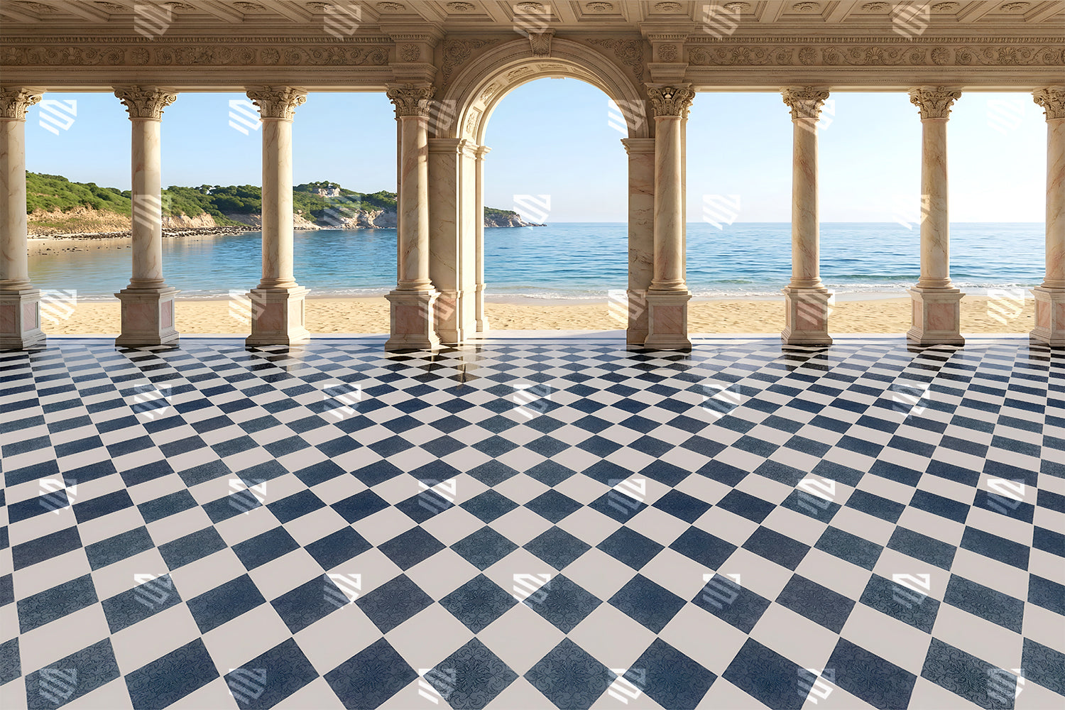 Seaside Palace Arcade View Backdrop