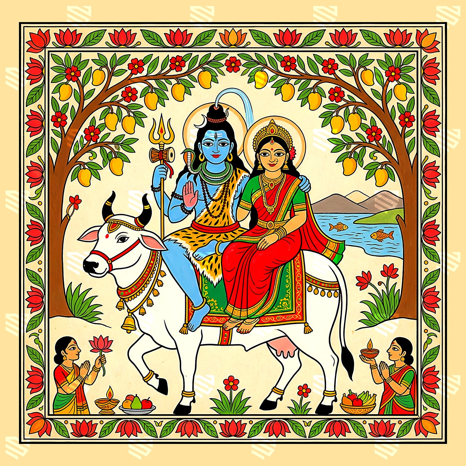 Shiva Parvati Sacred Illustration