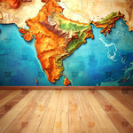 Subcontinent Physical Relief Map Backdrop