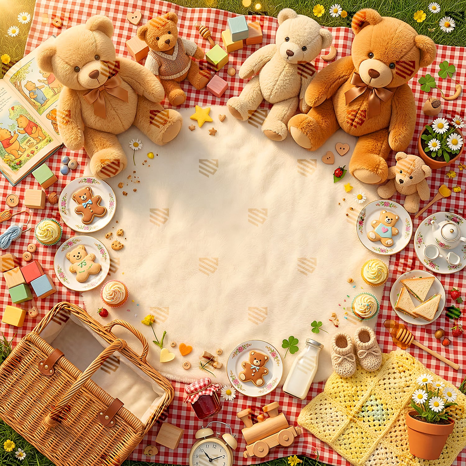 Teddy Bear Picnic Baby - Newborn photography backdrop