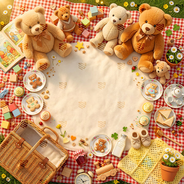 Teddy Bear Picnic Baby - Newborn photography Backdrop