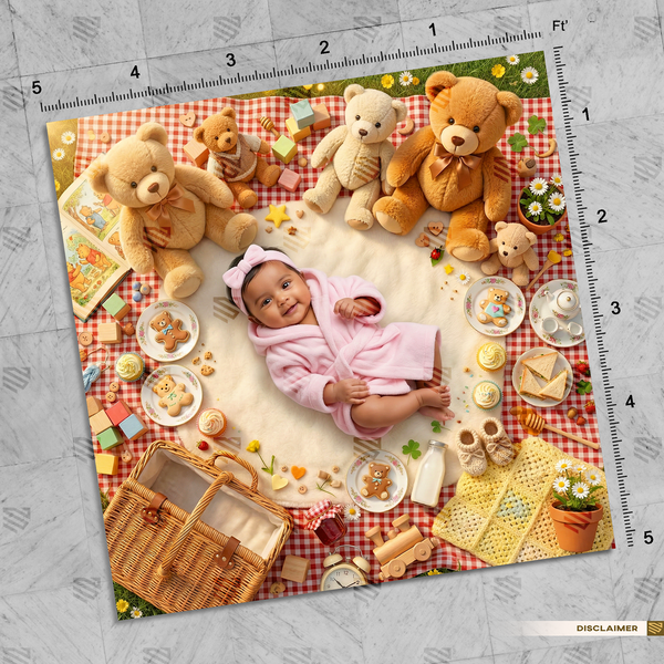 Teddy Bear Picnic Baby - Newborn photography Backdrop second image