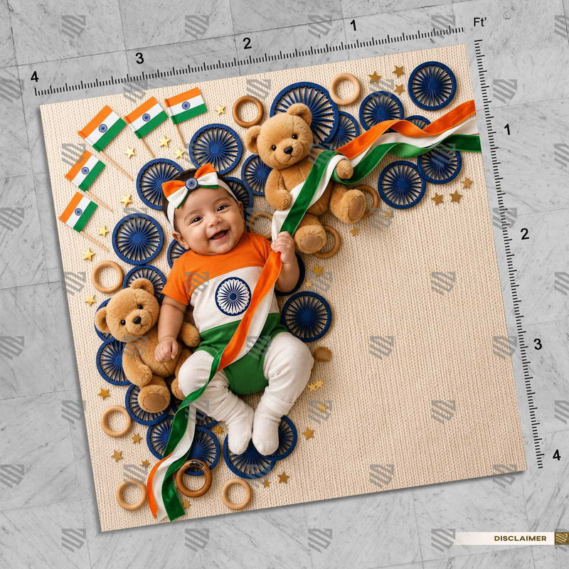 Tiranga Teddy Parade Newborn Baby Photography Backdrop