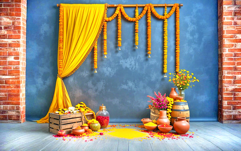 Traditional Haldi Vibes - Baby photoshoot Backdrop