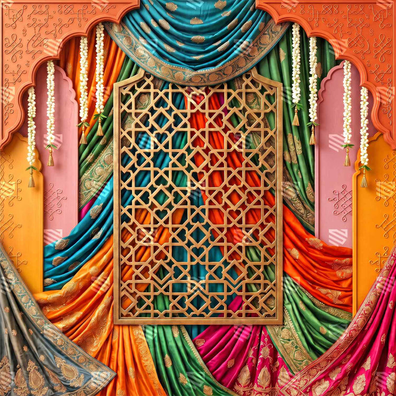 Traditional Rajasthani Haldi Decoration Backdrop