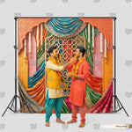 Rajasthani theme Haldi ceremony photography background