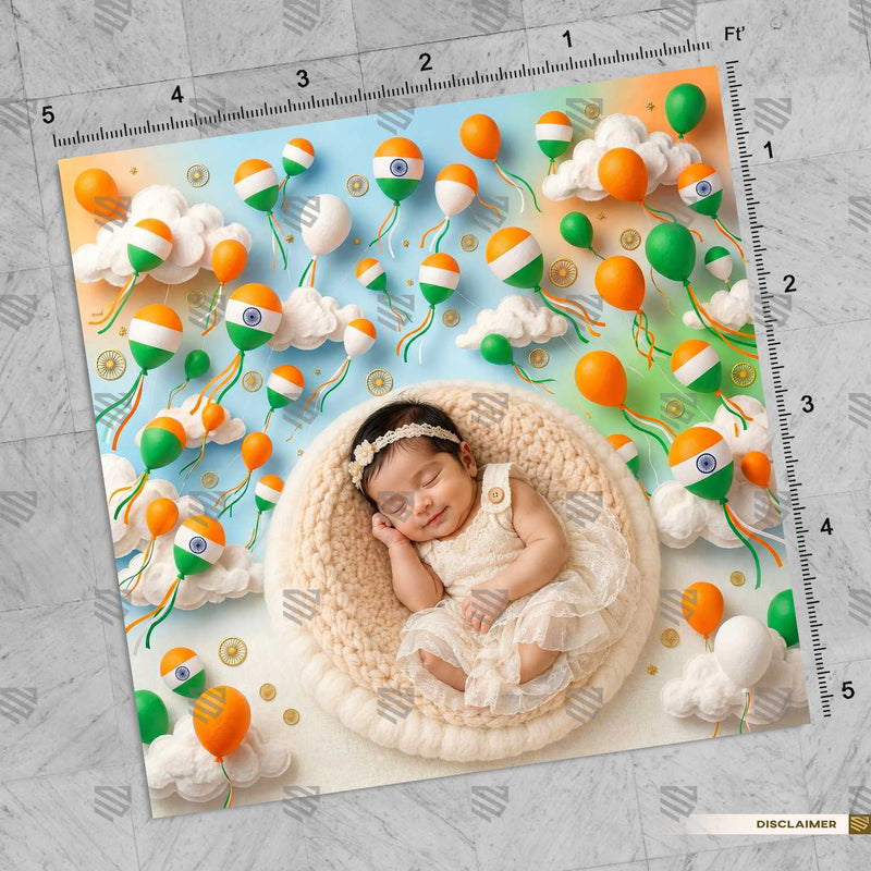 Tricolor Balloon Fiesta 15 August Newborn Baby Backdrop