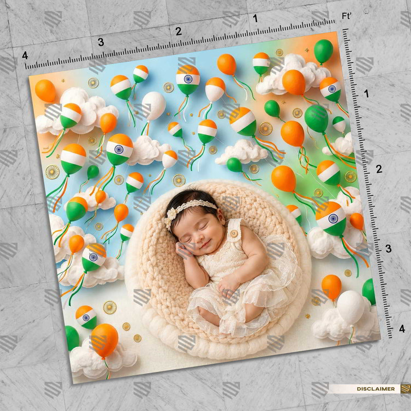 Tricolor Balloon Fiesta 15 August Newborn Baby Backdrop