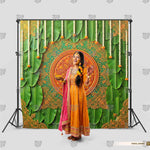 Tropical greenery Haldi ceremony decoration background