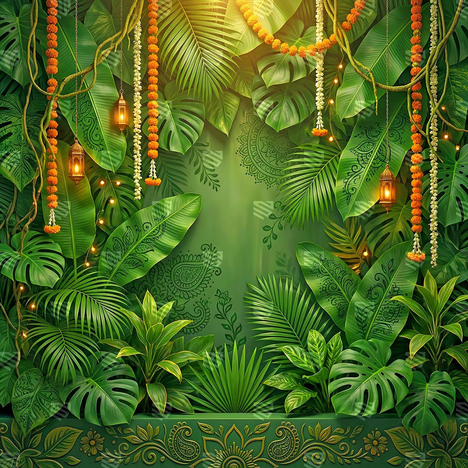 Tropical Emerald Mehndi Garden