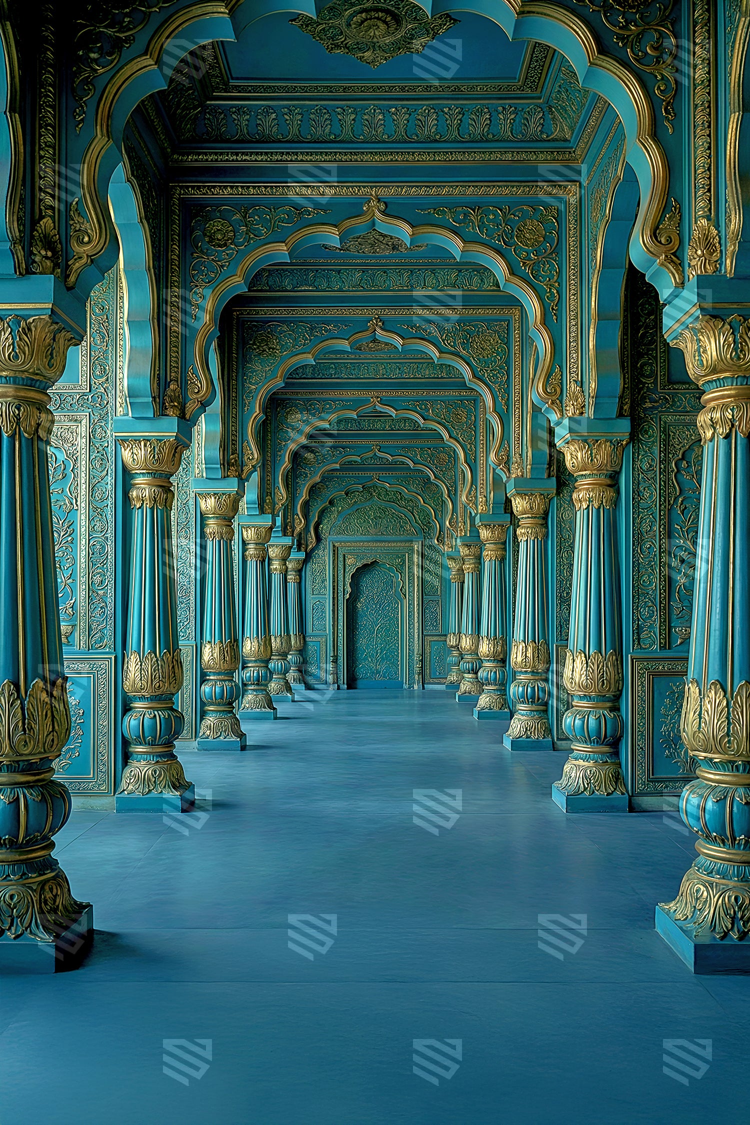 Turquoise Royal Corridor - Maternity Backdrop