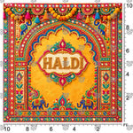 Vibrant Ethnic Haldi Arch Photography Backdrop