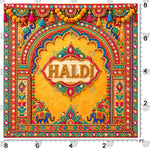 Vibrant Ethnic Haldi Arch Photography Backdrop