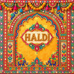 Vibrant Ethnic Haldi Arch Photography Backdrop